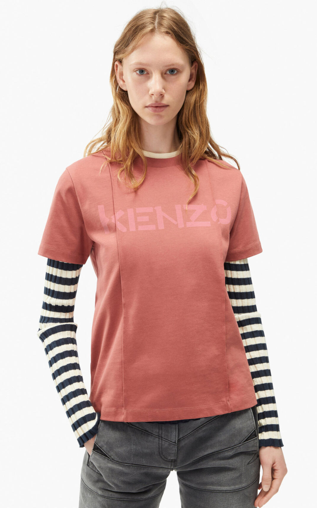 Camisetas Kenzo Logo loose fitting Mujer Rosas Oscuro - SKU.4124927